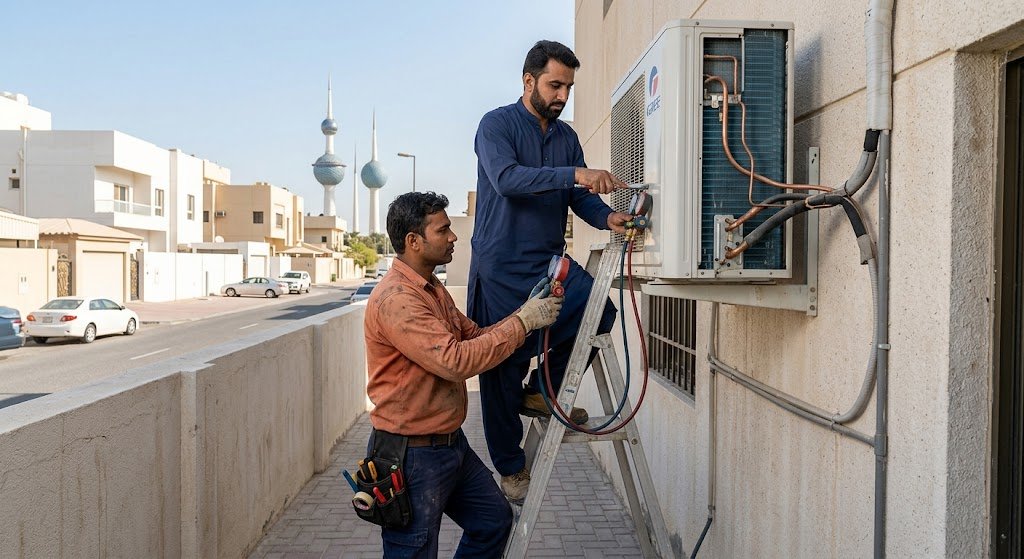 فني تكييف باكستاني وهندي الكويت لصيانة وإصلاح جميع أنواع المكيفات المركزية والسبليت