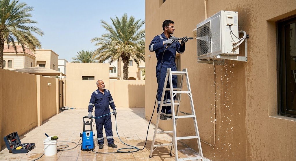 أفضل شركة غسيل وتنظيف مكيفات بالكويت باستخدام أحدث المعدات لضمان هواء نقي وتبريد مثالي